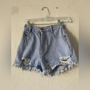 Steel Jean Shorts Vintage Light Blue Distressed Denim Y2K 90’s Women's Sz‎ 5